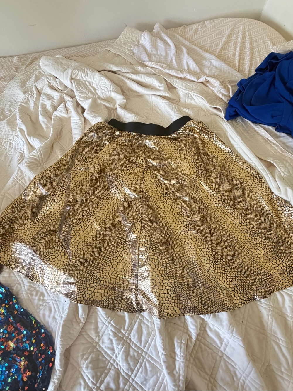 Gold Metallic Snake-Print A-Line Skirt - Women